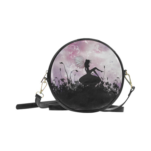 Pink Fairy Silhouette with bubbles Round Sling Bag (Model 1647)