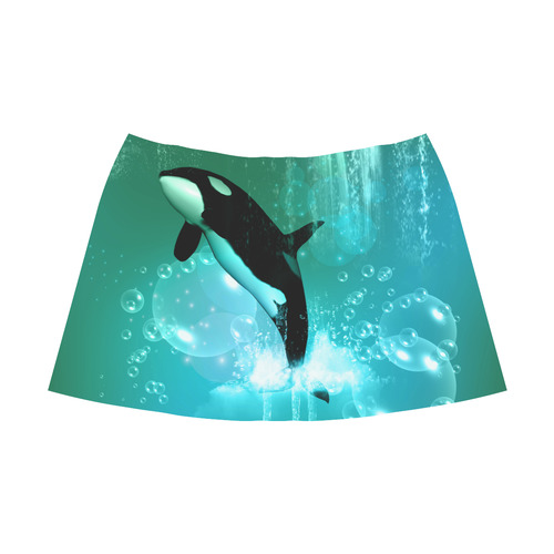 Orca with bubbles Mnemosyne Women's Crepe Skirt (Model D16)