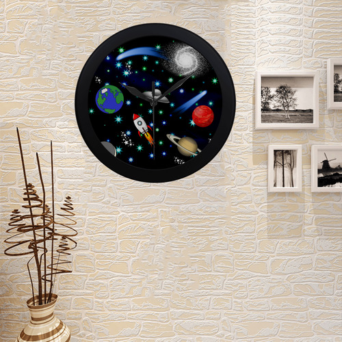 Galaxy Universe - Planets, Stars, Comets, Rockets Circular Plastic Wall clock