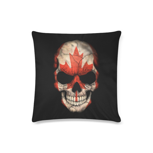 Canadian Flag Skull Custom Zippered Pillow Case 16"x16"(Twin Sides)