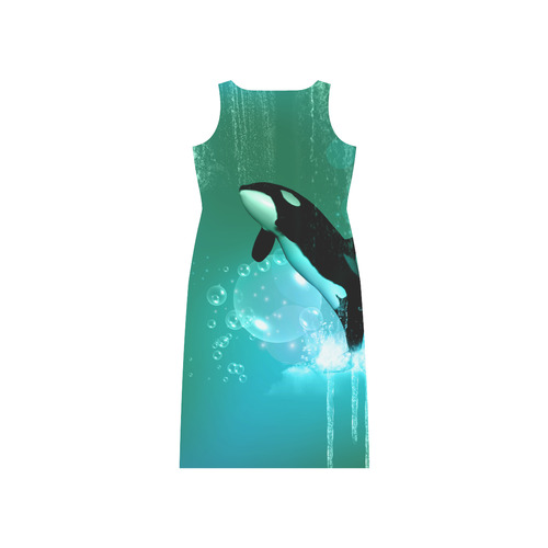 Orca with bubbles Phaedra Sleeveless Open Fork Long Dress (Model D08)