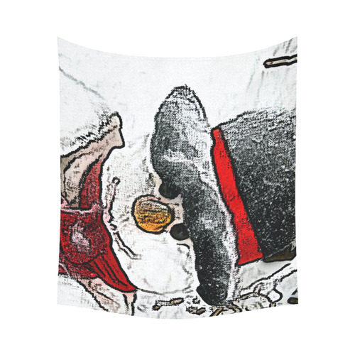 Snowman20161102 Cotton Linen Wall Tapestry 60"x 51"