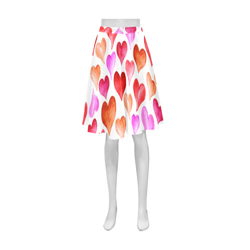 Pink Red Hearts Pattern Athena Women's Short Skirt (Model D15)