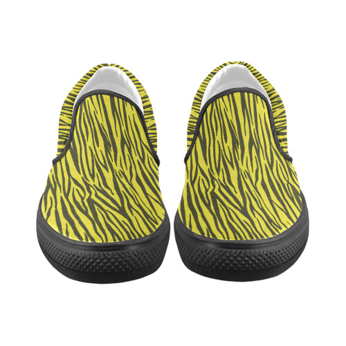 Yellow Zebra Stripes Fur Slip-on Canvas Shoes for Men/Large Size (Model 019)