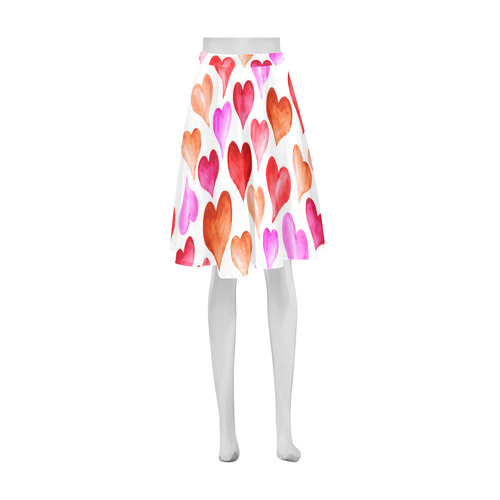 Pink Red Hearts Pattern Athena Women's Short Skirt (Model D15)