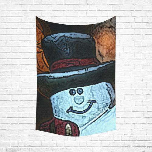 Snowman20161101 Cotton Linen Wall Tapestry 60"x 90"