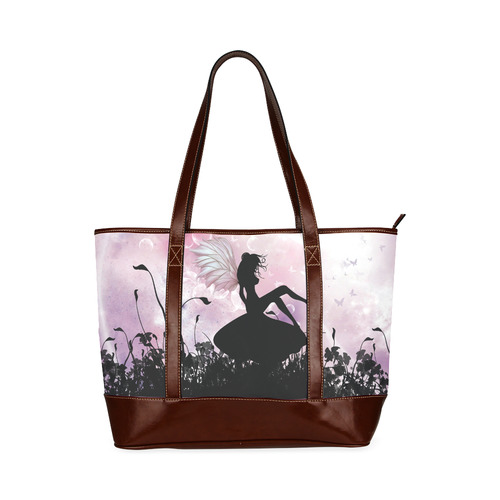 Pink Fairy Silhouette with bubbles Tote Handbag (Model 1642)