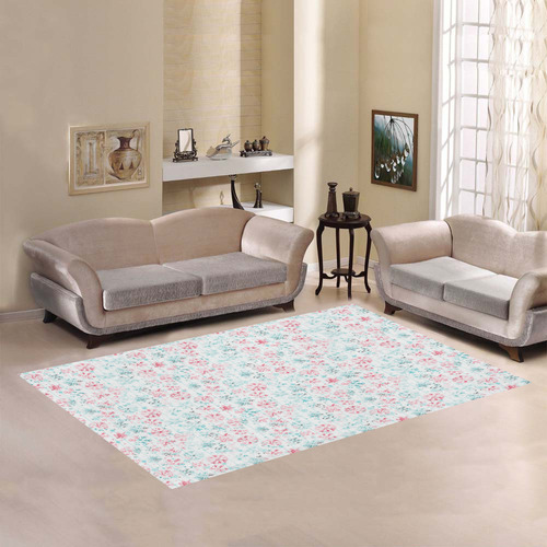 watercolor snowflakes, christmas pattern Area Rug7'x5'