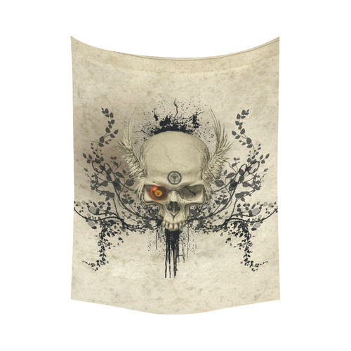 Amazing skull with wings,red eye Cotton Linen Wall Tapestry 60"x 80"