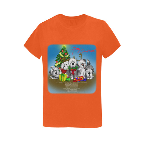 12 pups of Christmas! orange Women's T-Shirt in USA Size (Two Sides Printing)