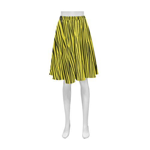Yellow Zebra Stripes Fur Athena Women's Short Skirt (Model D15)