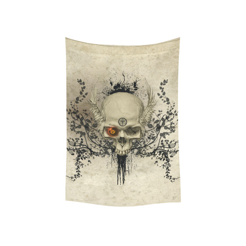 Amazing skull with wings,red eye Cotton Linen Wall Tapestry 40"x 60"