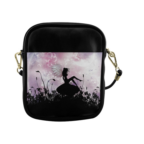 Pink Fairy Silhouette with bubbles Sling Bag (Model 1627)