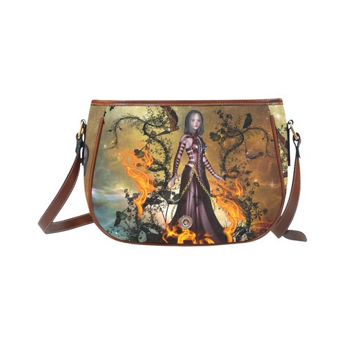 Awesome fairy with fire Saddle Bag/Small (Model 1649) Full Customization