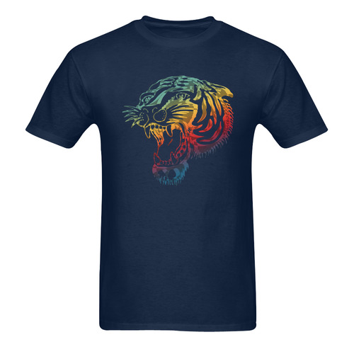 Roaring Tiger Tattoo colored Men's T-Shirt in USA Size (Two Sides Printing)