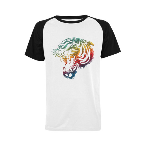 Roaring Tiger Tattoo colored Men's Raglan T-shirt (USA Size) (Model T11)
