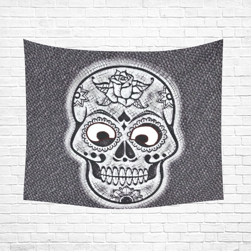 funny skull Cotton Linen Wall Tapestry 60"x 51"