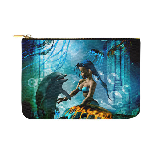 Dolphin with mermaid Carry-All Pouch 12.5''x8.5''