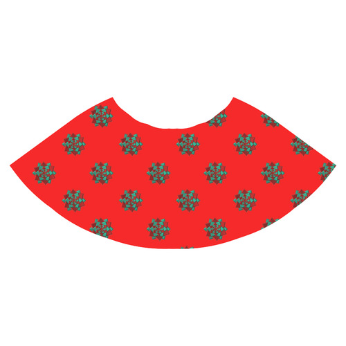 Metallic Red & Green Christmas Bows on Red Athena Women's Short Skirt (Model D15)