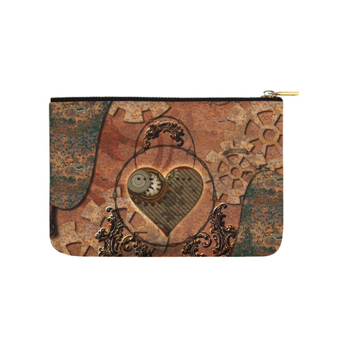 Steampunk wonderful heart, clocks and gears Carry-All Pouch 9.5''x6''