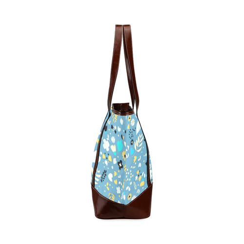 Cute Vintage Yellow Aqua Flowers Tote Handbag (Model 1642)