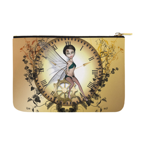 Steampunk, wonderful fairy, clocks and gears Carry-All Pouch 12.5''x8.5''