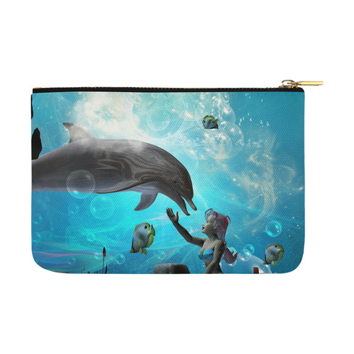 Dolphin with bautiful mermaid Carry-All Pouch 12.5''x8.5''