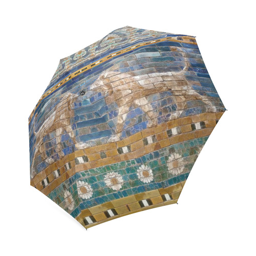 Two Lions And Daisis Mosaic Foldable Umbrella (Model U01)