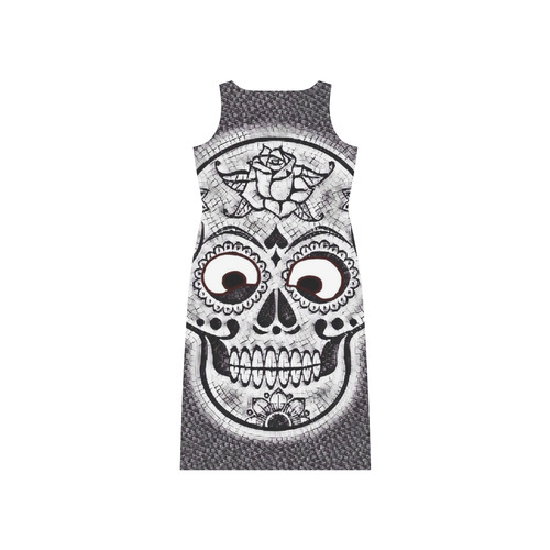 funny skull Phaedra Sleeveless Open Fork Long Dress (Model D08)