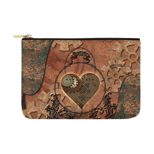 Steampunk wonderful heart, clocks and gears Carry-All Pouch 12.5''x8.5''