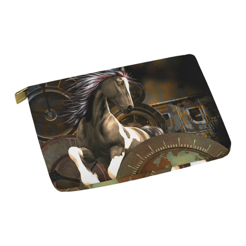 Steampunk, awesome horse with clocks and gears Carry-All Pouch 12.5''x8.5''