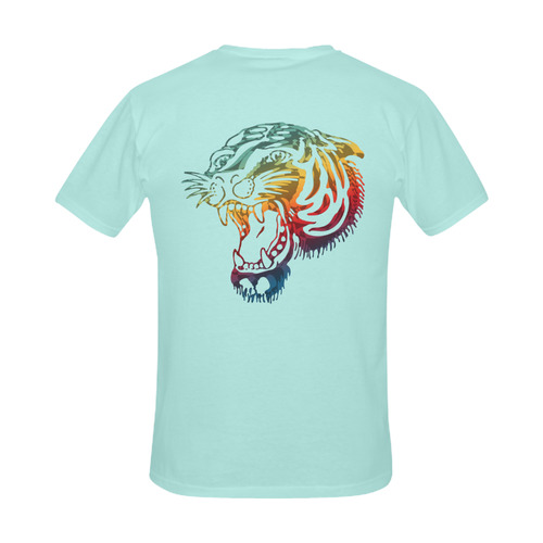 Roaring Tiger Tattoo colored Men's Slim Fit T-shirt (Model T13)