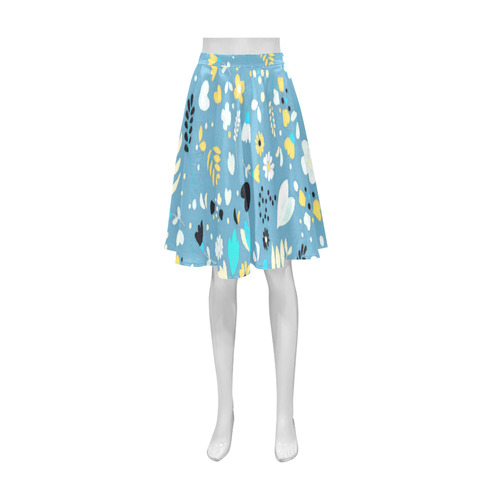 Cute Vintage Yellow Aqua Flowers Athena Women's Short Skirt (Model D15)