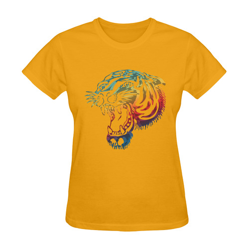 Roaring Tiger Tattoo colored Sunny Women's T-shirt (Model T05)