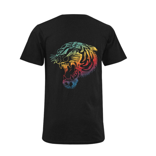 Roaring Tiger Tattoo colored Men's V-Neck T-shirt (USA Size) (Model T10)