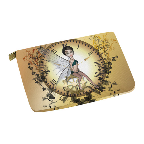 Steampunk, wonderful fairy, clocks and gears Carry-All Pouch 12.5''x8.5''