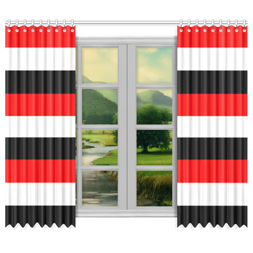 Red, white and black stripes by celeste@khoncepts. Window Curtain 50"x84"(Two Piece)