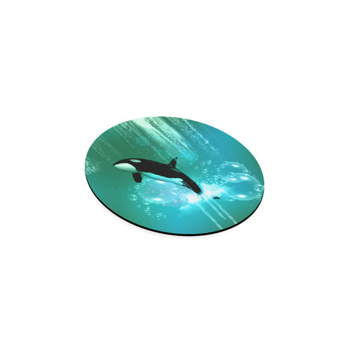 Orca with bubbles Round Coaster