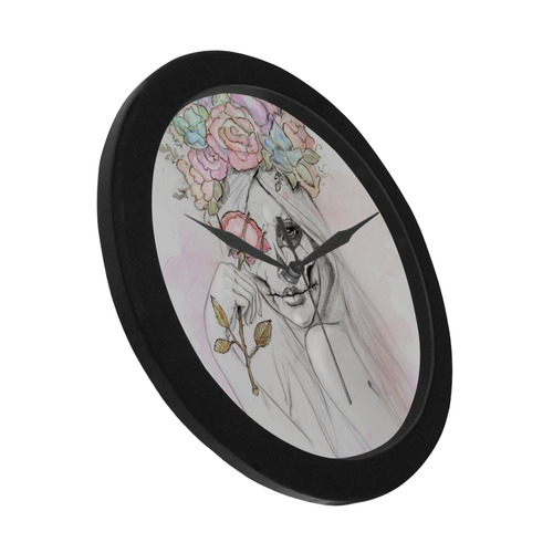 Boho Queen, skull girl, watercolor woman Circular Plastic Wall clock