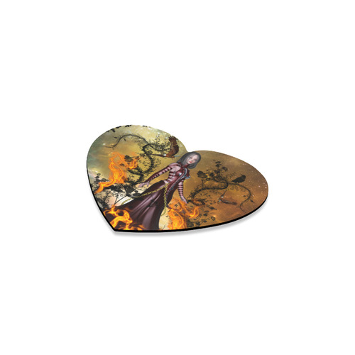 Awesome fairy with fire Heart Coaster
