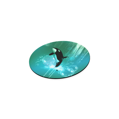 Orca with bubbles Round Coaster