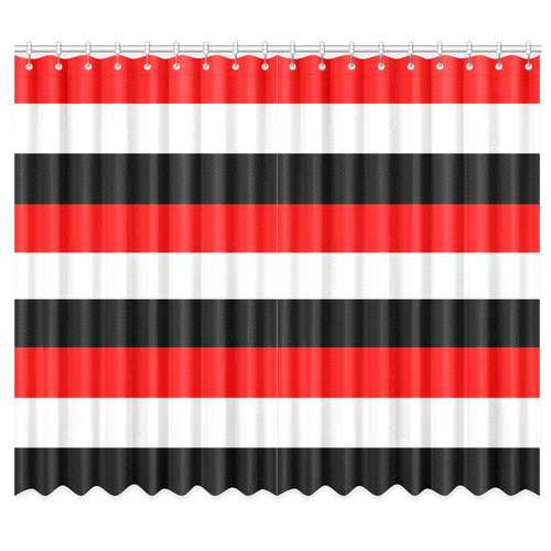 Red, white and black stripes by celeste@khoncepts. Window Curtain 50"x84"(Two Piece)