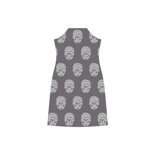 funny skull pattern V-Neck Open Fork Long Dress(Model D18)