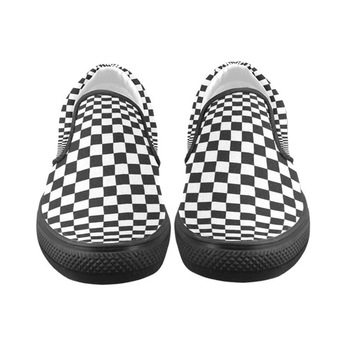 Optical Illusion Checkers Slip-on Canvas Shoes for Men/Large Size (Model 019)