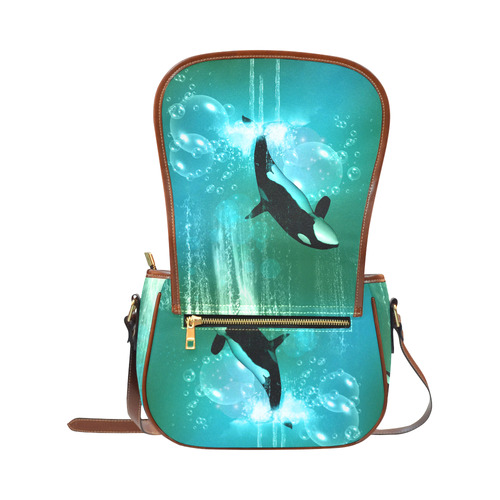 Orca with bubbles Saddle Bag/Small (Model 1649) Full Customization