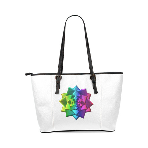 Metallic Rainbow Colored Gift Bow for Presents Leather Tote Bag/Small (Model 1640)