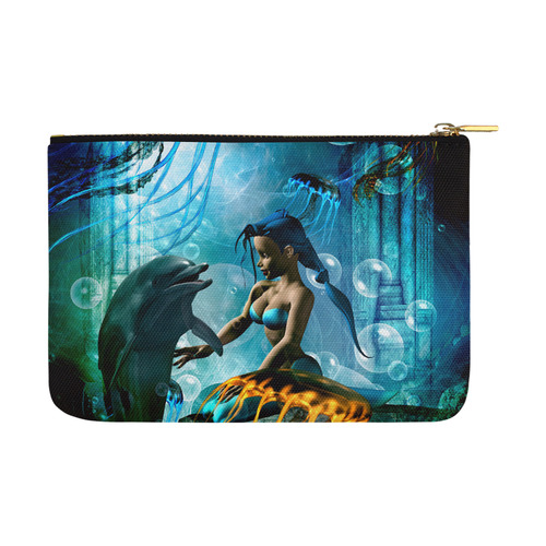 Dolphin with mermaid Carry-All Pouch 12.5''x8.5''