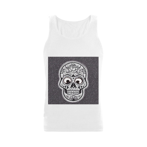 funny skull Plus-size Men's Shoulder-Free Tank Top (Model T33)