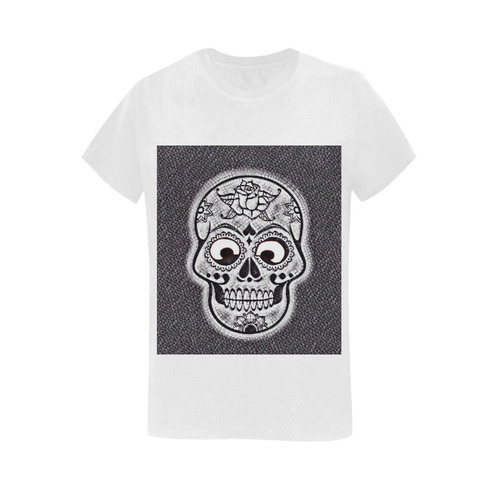 funny skull Women's T-Shirt in USA Size (Two Sides Printing)