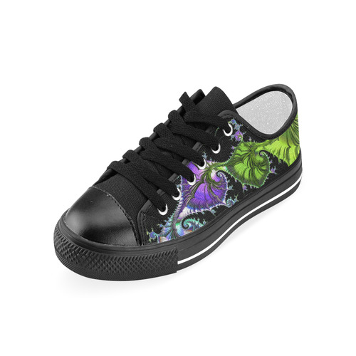 SPIRAL Filigree FRACTAL black green violet Men's Classic Canvas Shoes (Model 018)